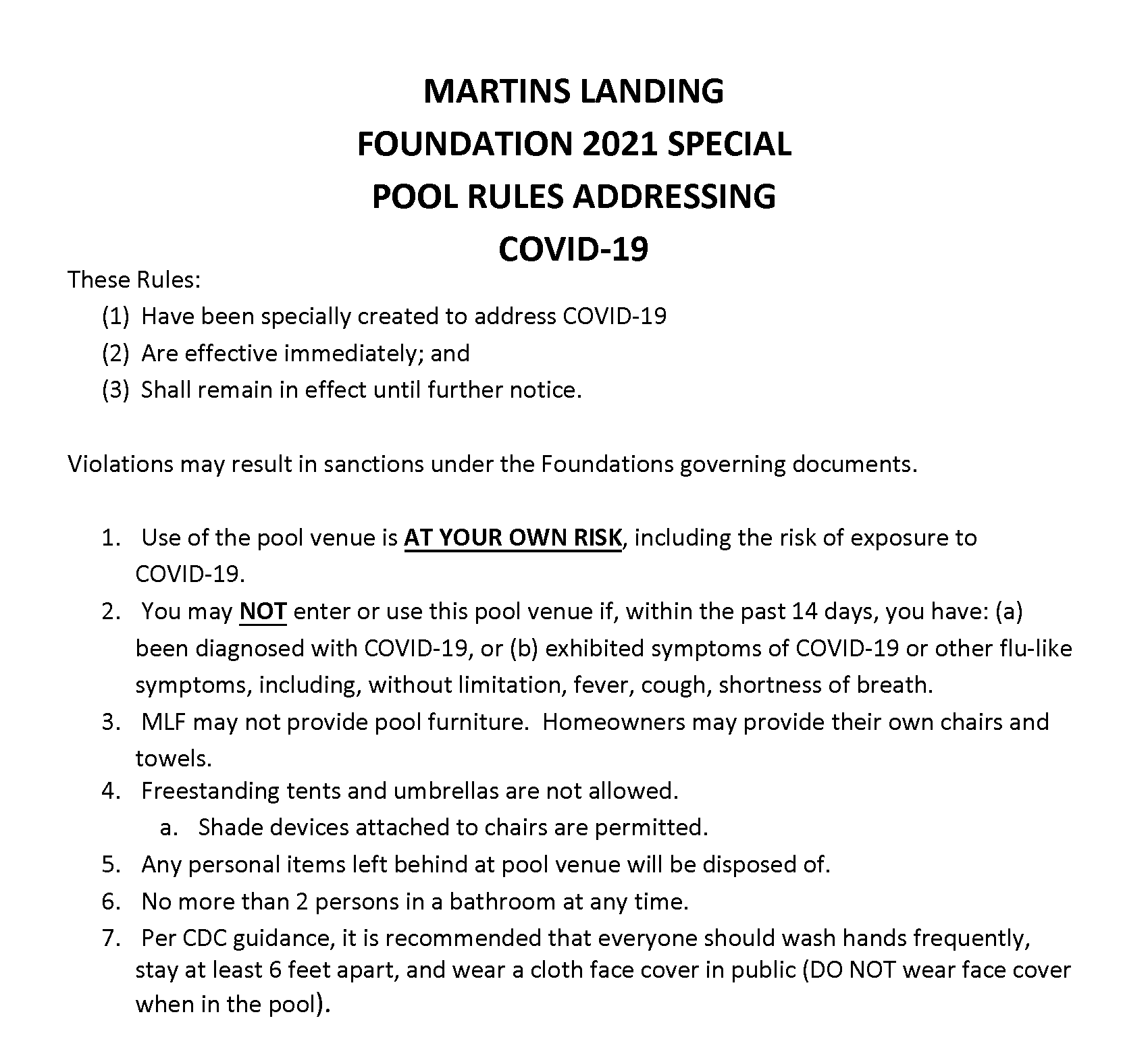 POOL MARTIN'S LANDING