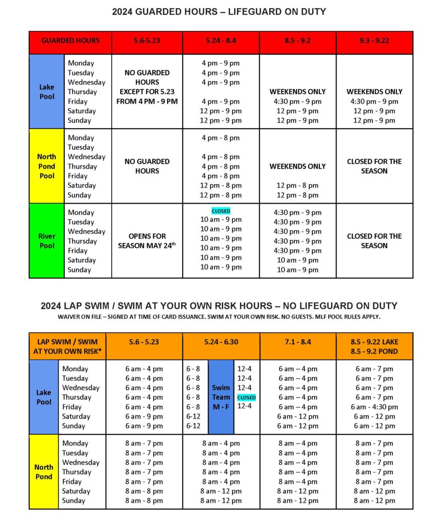 2024 MLF Pool Hours